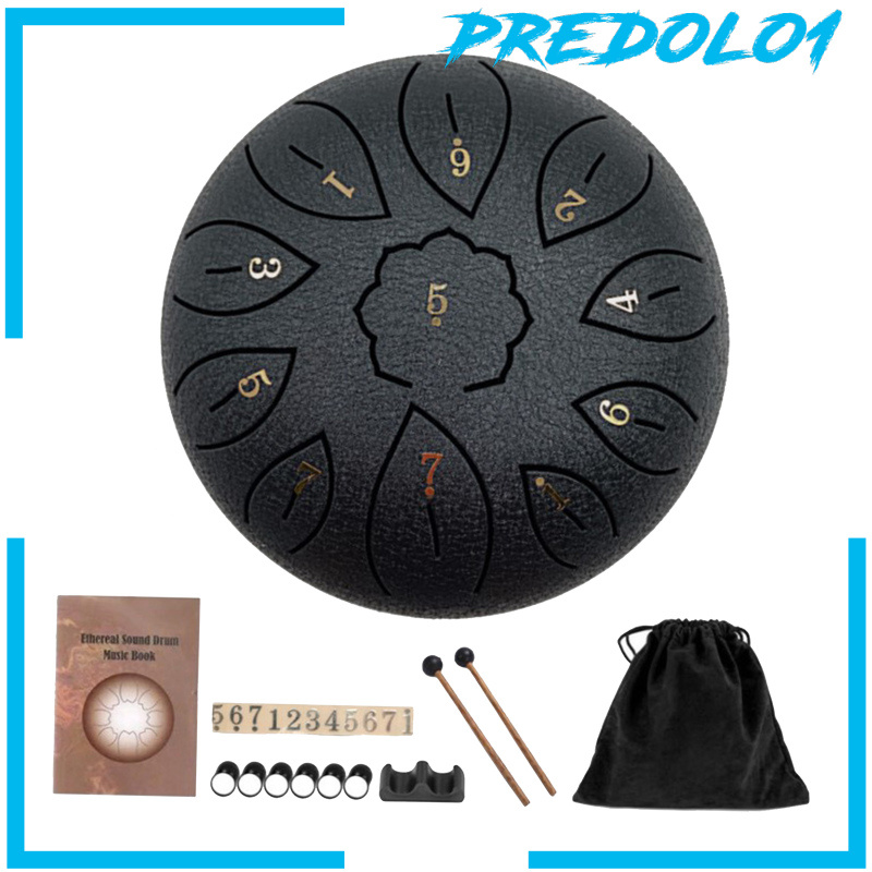 [PREDOLO1]Mini 6 Inch Steel Tongue Drum and Carrying Bag Music Education Gift Present