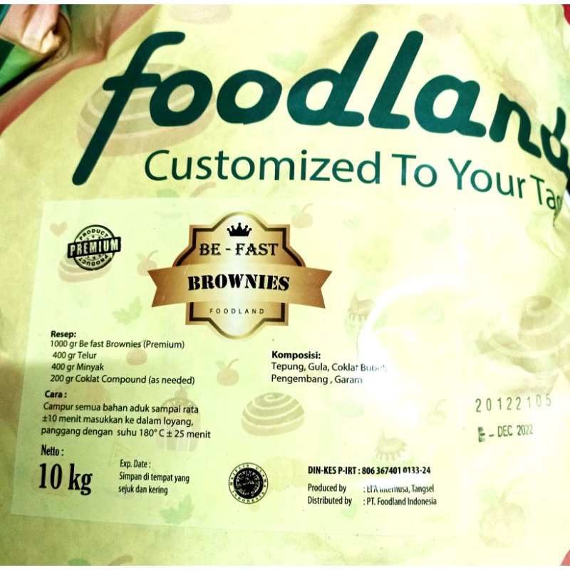 

Foodland BE FAST Brownies 10 Kg ( Gosend Bandung )