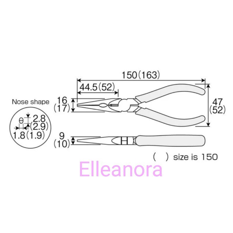 Long Nose Pliers With Side Cutter Hozan P-15-150 Original