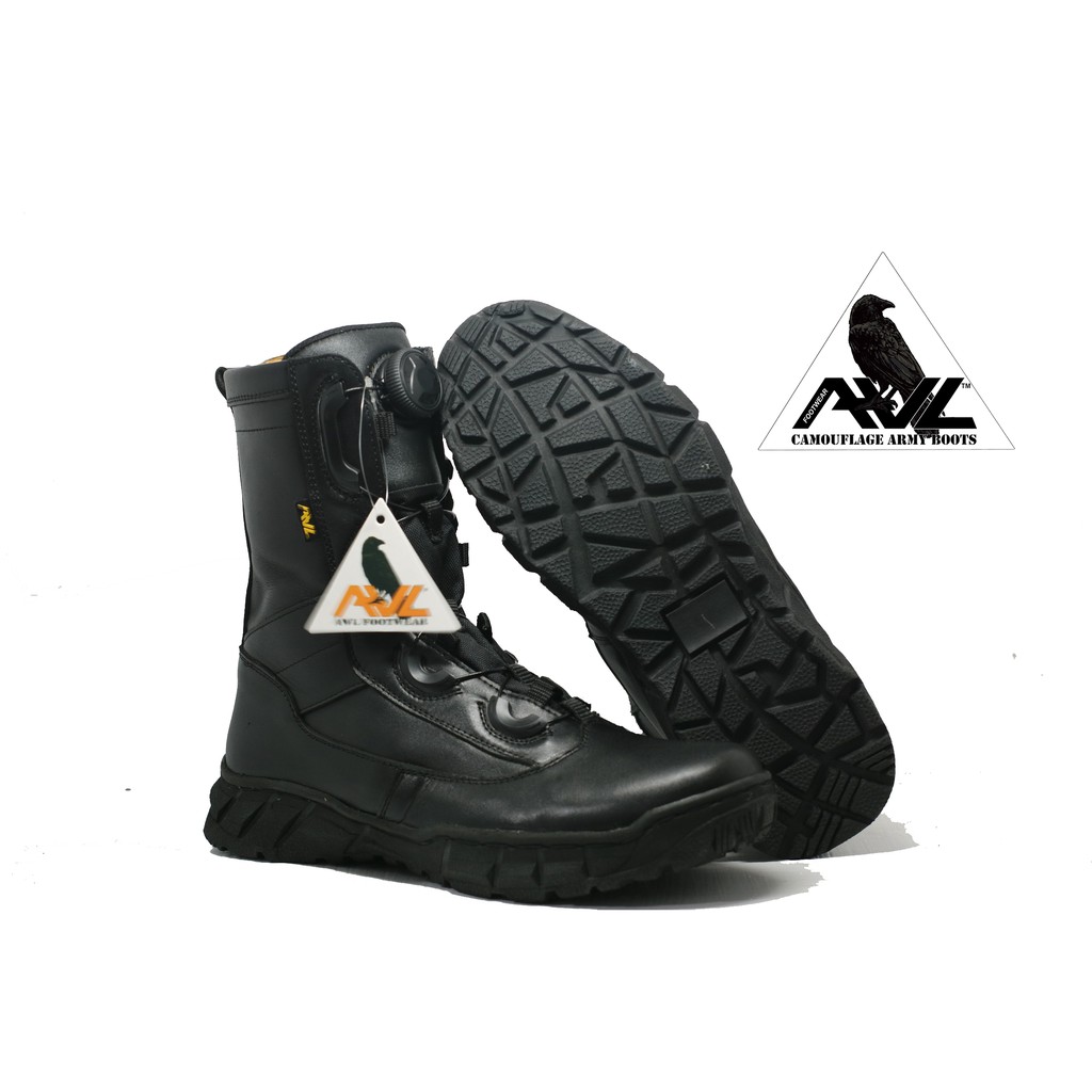 AWL FOOTWEAR Sepatu pdl tali putar full kulit untuk tni polri sol weba reflika boa bisa COD
