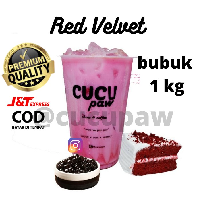 

BUBUK SERBUK MINUMAN PREMIUM KEKINIAN RASA RED VELVET BUBBLE DRINK POWDER 1kg