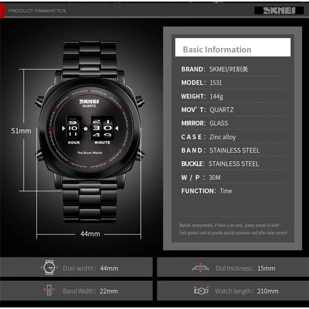 SKMEI 1531 Jam Tangan Pria Analog Rolling Drum WK-SBY
