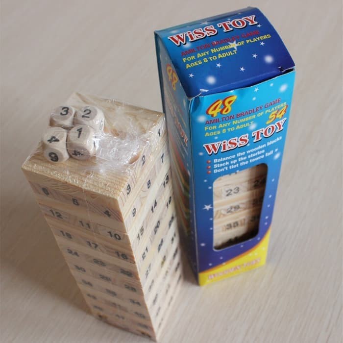 Uno Stacko Kayu jenga wooden puzzle pengisi waktu no fidget spinner