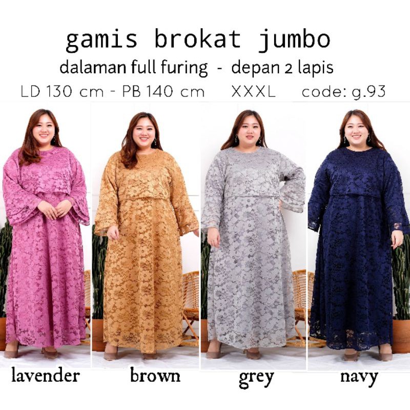 gamis brokat jumbo Ld 130cm G93