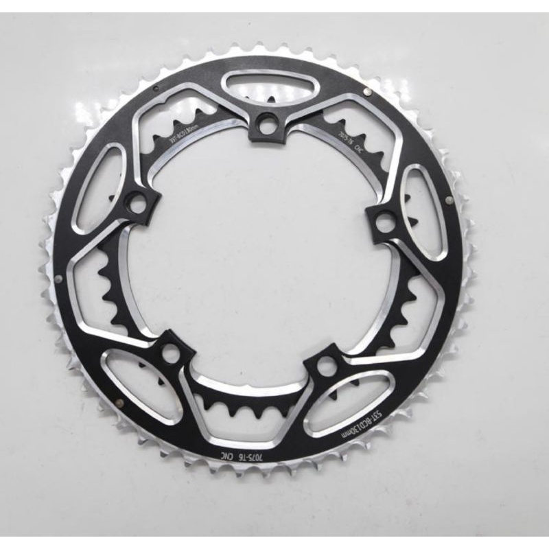 Sepasang Chainring Sepeda 53T 39T Alloy Bcd 130 mm . Chain Ring 53 39 T Bcd 130mm Material Alumunium Compatible 9 10 11 Speed Bisa Roadbike Sepeda lipat Seli dll