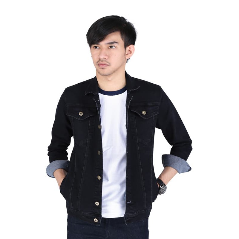 TERMURAH JAKET JEANS LEVIS PRIA TEBAL WARNA HITAM ZIPPER CTNZ ORIGINAL KEREN