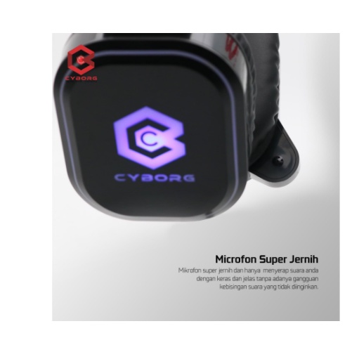 Headset gaming cyborg wired audio mic 3.5mm usb stereo rgb 2m cable raptor chg57 chg-57 - Headphone