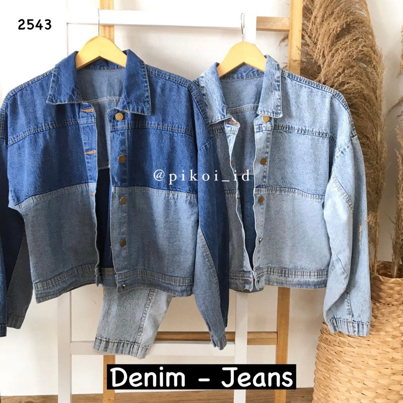 Jaket crop jeans / outer crop denim / jaket jeans korea / korean style / outer cewek kekinian / 2543