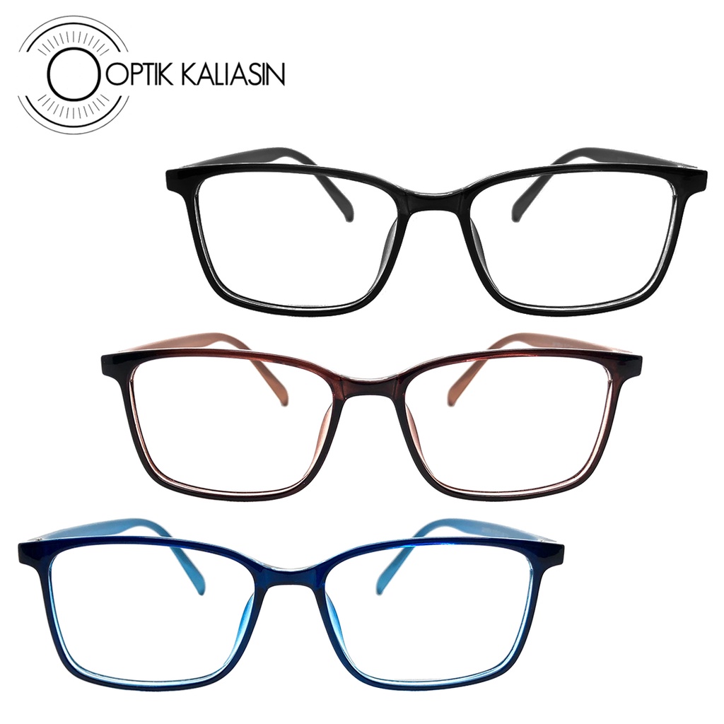 OPTIK KALIASIN - frame kacamata pria wanita kotak lentur segi empat minus plus anti radiasi photochr
