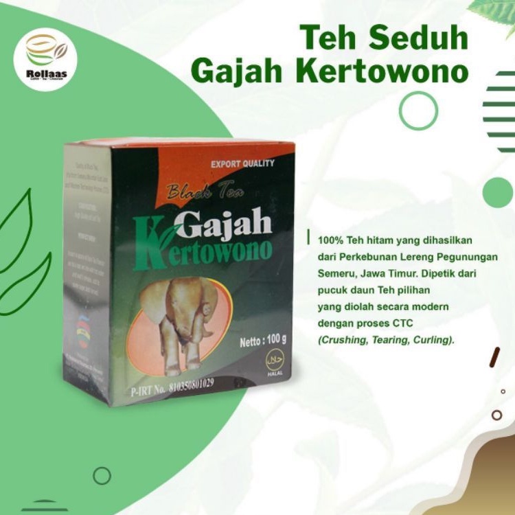 

Teh Tubruk / Teh Hitam / Teh Seduh / Teh Gajah Kertowono Rolas Premium Original 100 gram