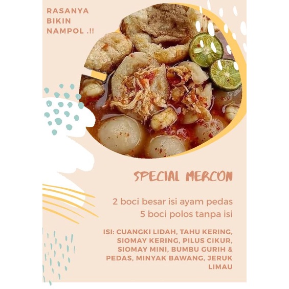 

Baso Aci ayam mercon ( baso mercon, cilok, boci)