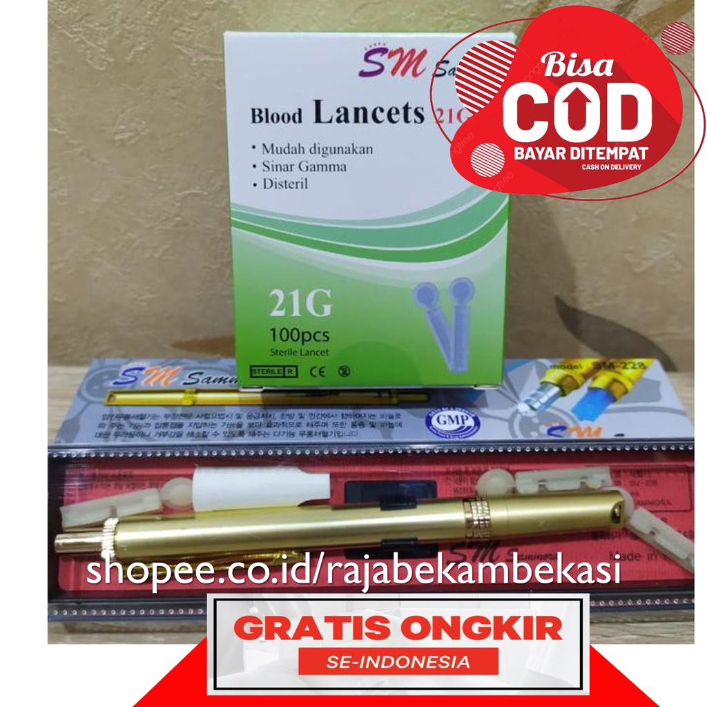 Paket Pena Bekam Sammora Gold plus Jarum Bekam 21G Samora isi 100