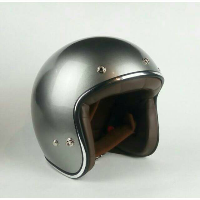 Helm Motor Retro Ss Boulter Titanium Glossy