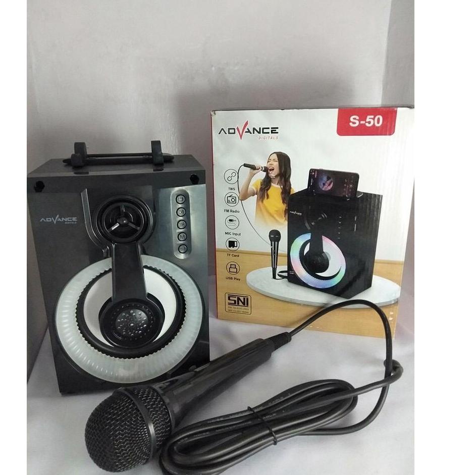 Diskon Gembira Speaker Advance S50 Bluetooth plus Mic karaoke portable