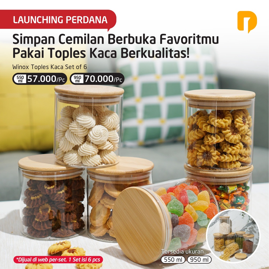 Jual Toples Kue Kering Lebaran Kaca Bening Cantik Minimalis 550 950ML