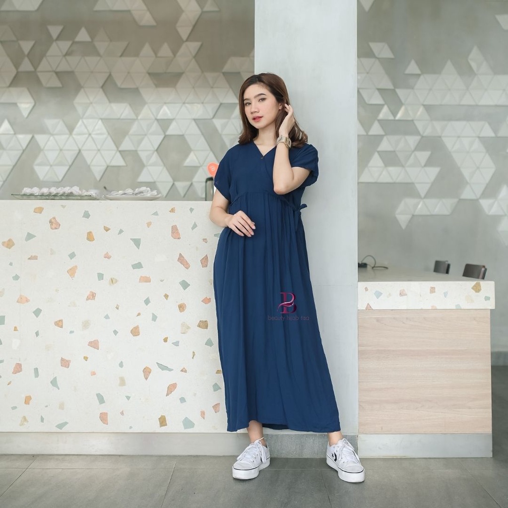 Daster Kimono Panjang Busui Dress Remaja Model Tali Samping Terbaru 2022 Rayon Premium Ukuran Jumbo Beautyhijab