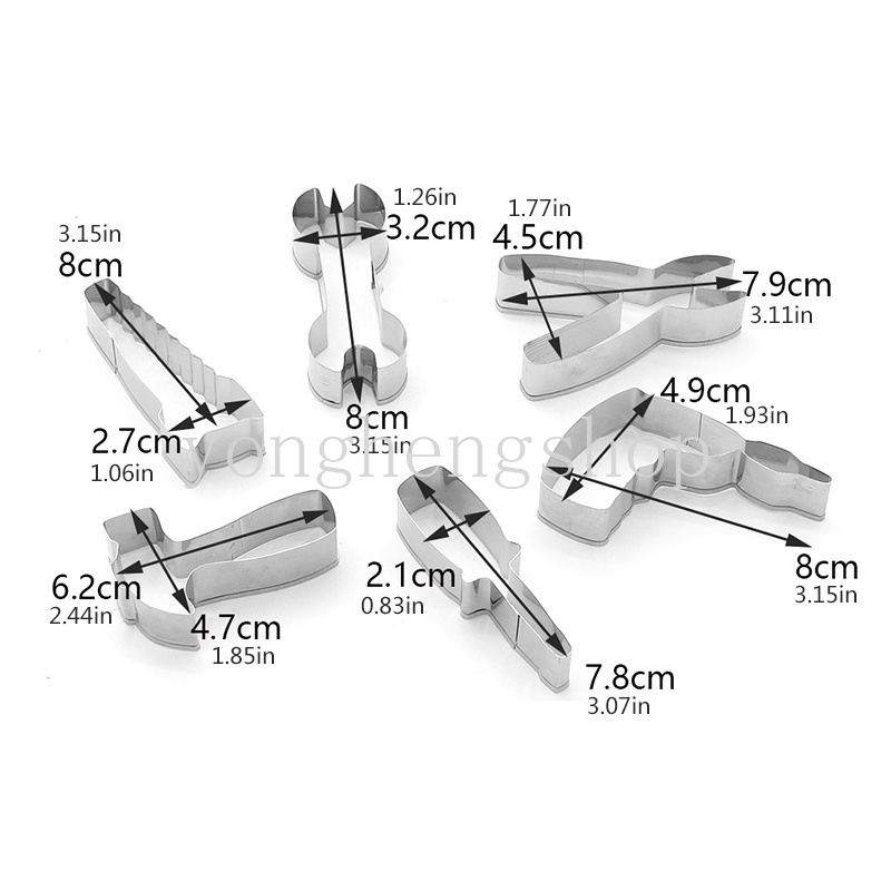 6pcs / set Cetakan Pemotong Kue / Biskuit Bahan Stainless Steel DIY