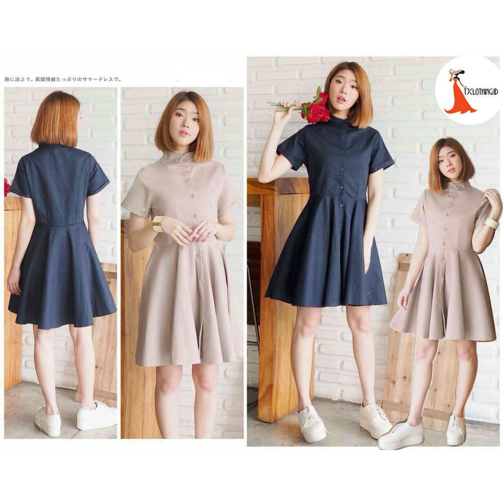 TJ058 - TIFFANY FLARE DRESS / Casual Dress Basic Dress Santai / Baju Terusan