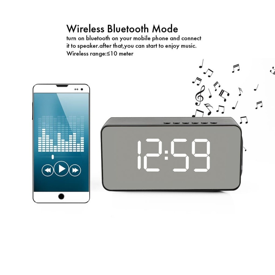 Inone Speaker Bluetooth Wireless with Alarm Clock FM Radio Portable - model rectangle