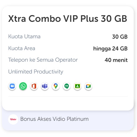 XL XTRA COMBO BARU VIP & PLUS 15GB 30GB  DATA INTERNET 28 hari KUOTA PAKET