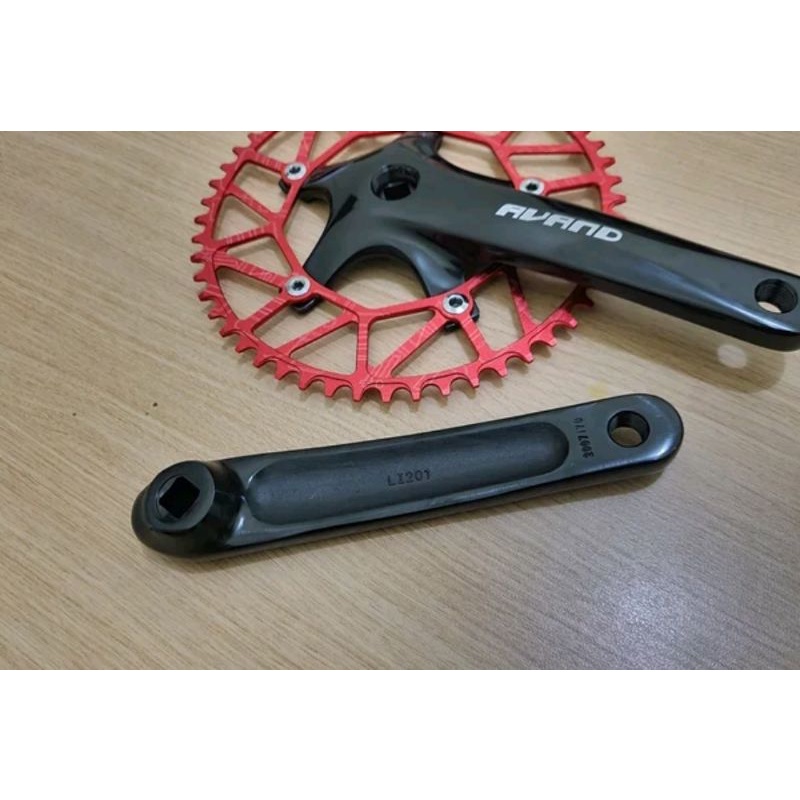 Crank Single 52 T Black Hitam Red Merah Chainring 52T Seli Sepeda lipat