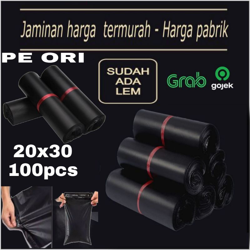 

KANTONG PLASTIK POLIMAYLER PACKING 20x30 100PCS HITAM PE GLOSSY/PLASTIK PACKINGAN ONILINE SHOP