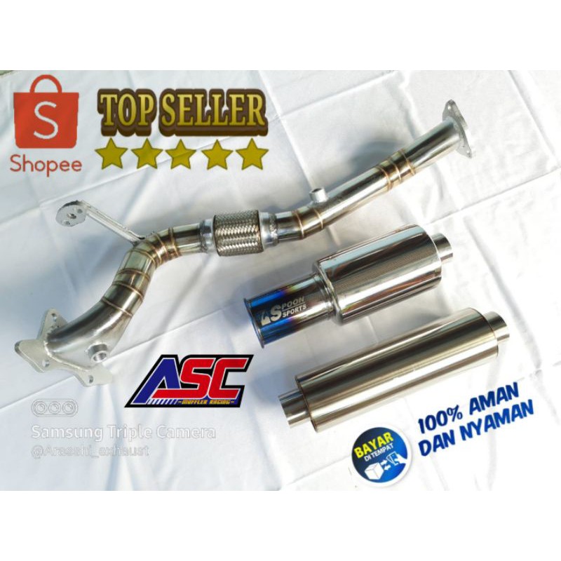 Knalpot Spoon Fullset Downpipe Frontpipe Resonator Jazz Brio Mobilio Brv Hrv