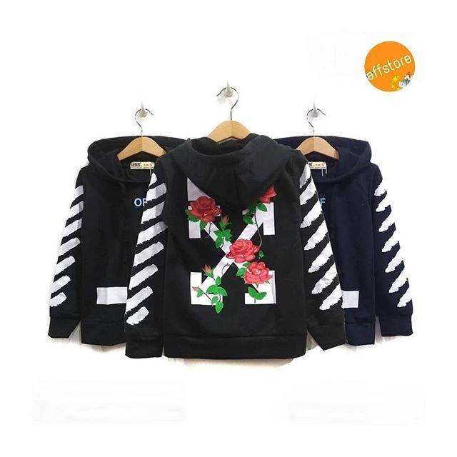 SWEATER HOODIE OFF WHITE ROSE FOR BABY & KIDS / JAKET HOODIE ANAK & BAYI