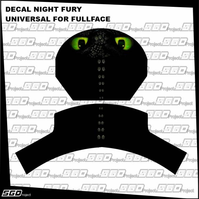 Stiker Decal Helm Motif Night Fury Toothless How to Train Your Dragon