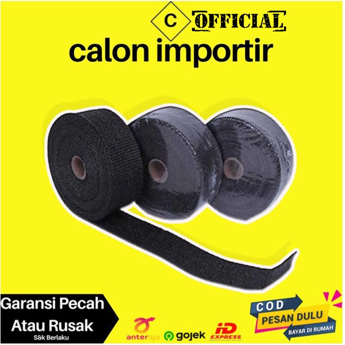 Lakban Perban Exhaust Wrap Kenalpot Knalpot Motor Peredam Panas Anti Karat Fiberglass Cloth 10m COD