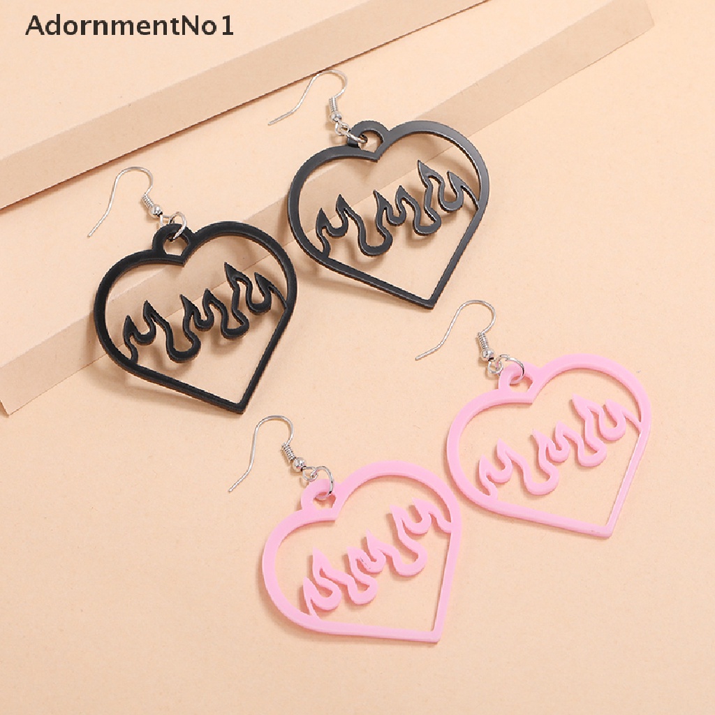 (AdornmentNo1) Anting Tusuk Gantung Desain Hati Hollow Out Warna Hitam / Pink Untuk Wanita