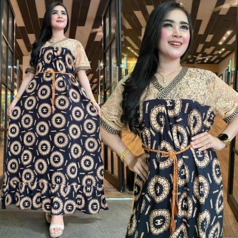 DASTER ARAB BRUKAT MOTIF AKAR PITA | RAYON SUPER GRADE A | RESLETING BELAKANG | RENDA MILO-CN BROKAT HITAM