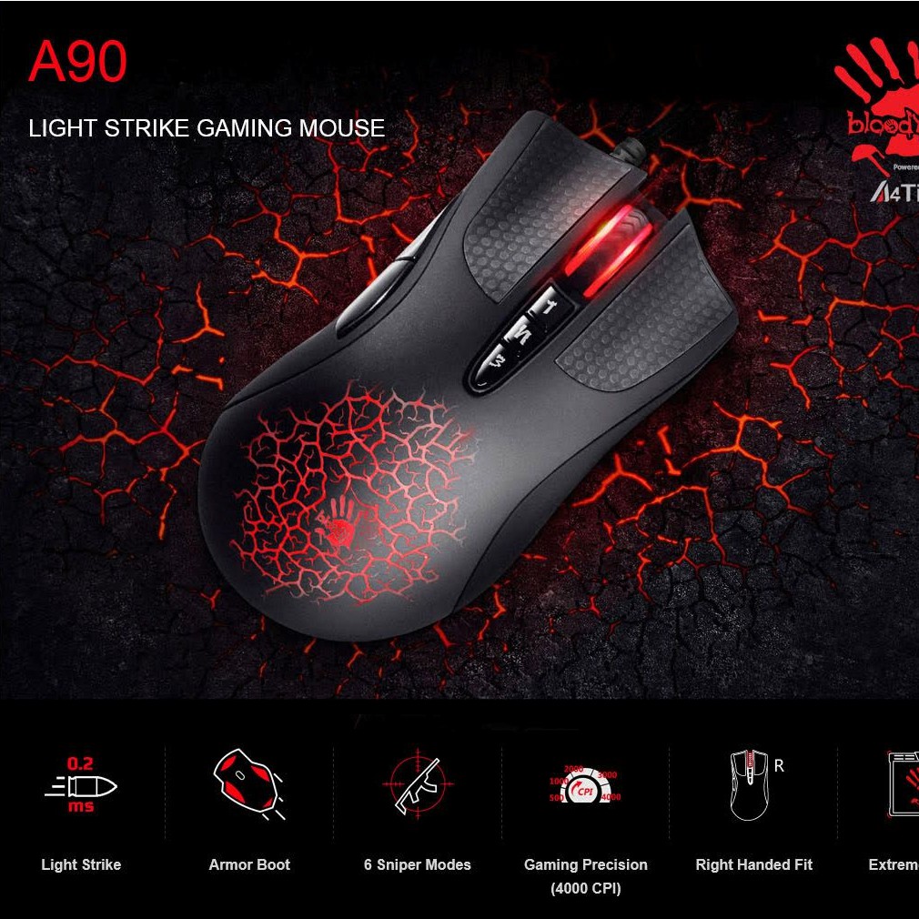 Jual BLOODY A90 LIGHT STRIKE - BLOODY MOUSE GAMING A90 | Shopee Indonesia