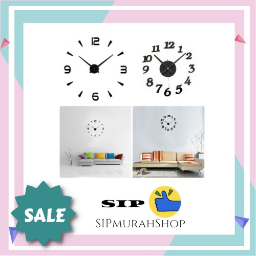 Jam Dinding Tempel DIY Analog 3D Giant Wall Modern Clock - Jam Raksasa Tempel Dinding Tembok - Diameter Jam 50-60 Cm &amp; 35-40