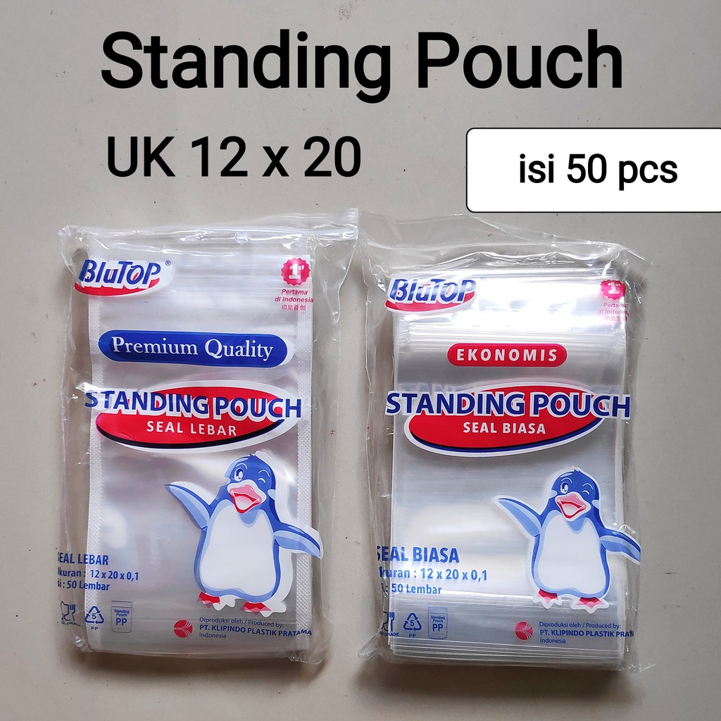 Standing Pouch Seal Lebar Uk 12x20cm, Stand Pouch, Plastik Klip Berdiri, Plastik zipper