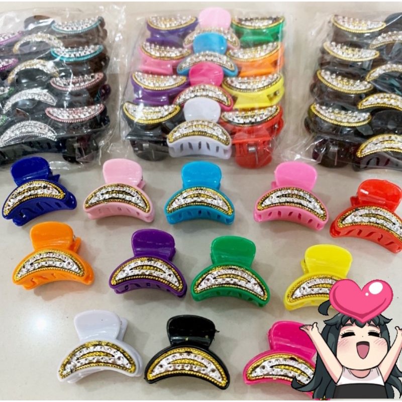 [12Pcs] Jedai Sabit Mutiara Warna 2.5cm / Jepit Poni Model Sabit Permata