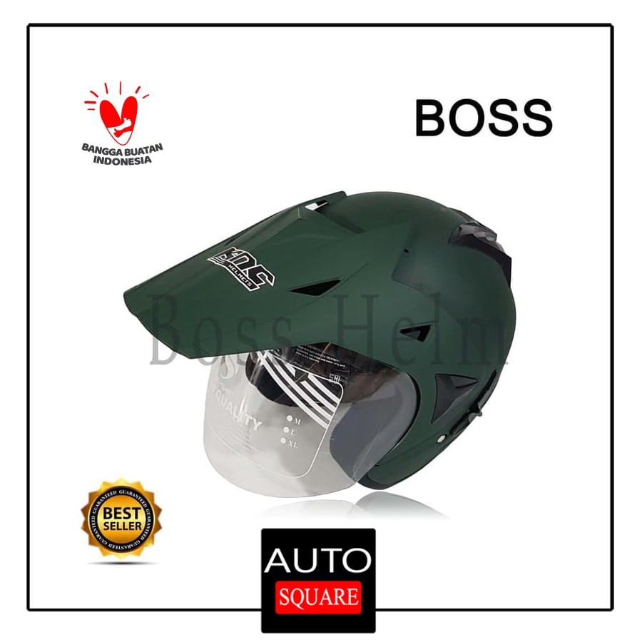 (DISKON) Helm Motor SNI 2 kaca KNC trail cross hijau army doff bukan nhk kyt