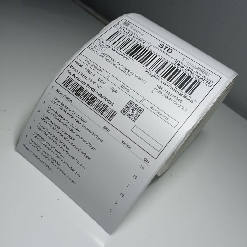 

klm Label Barcode MURAH 100 x 150 A6 kertas stiker thermal pcs
