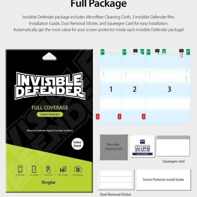GALAXY NOTE 9.Ringke invisible defender full screen protector
