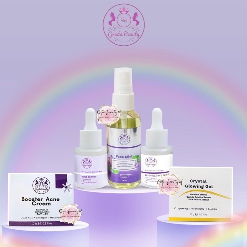 GRADA BEAUTY FACE MIST / CRYSTAL GLOWING GEL / SERUM BRIGHTENING & ACNE / ACNE BOSTER CREAM