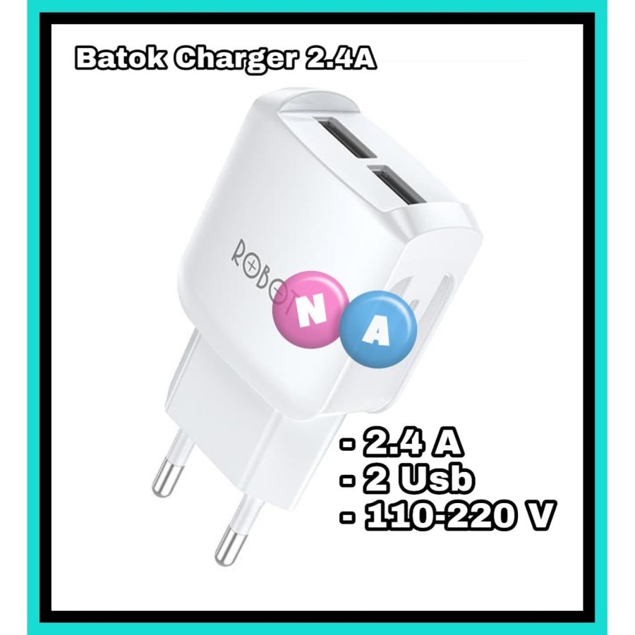 Batok Charger 2 USB 2.4 A Robot - Kepala Charger Universal K6