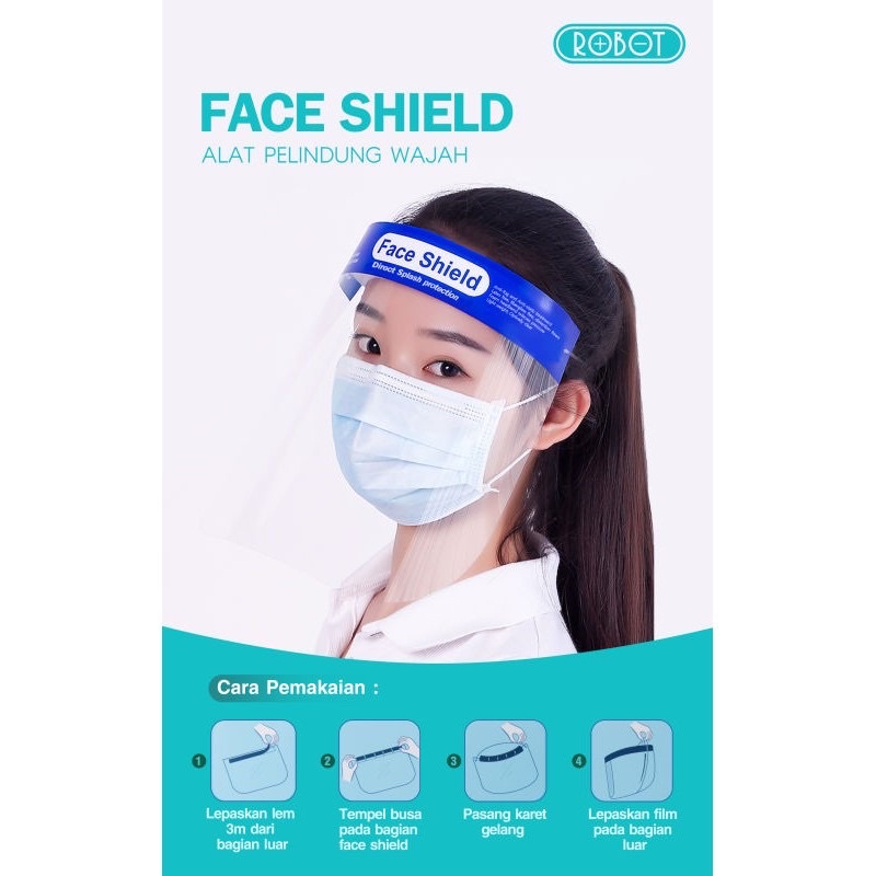 PROMO 1BOX ISI 12PCS FACE SHIELD ROBOT MZ001 ANTI FOG BAHAN SUPER BAGUS ULTRA CLEAR