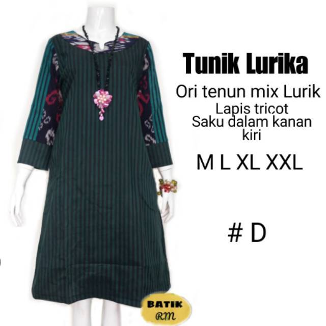 Tunik Lurika  tenun mix lurik lapis tricot halus dan best