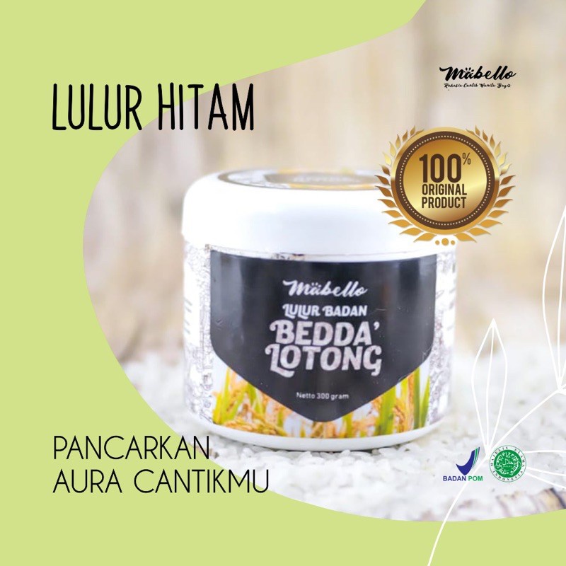 Lulur Pemutih Badan Pria Wanita 300gr Mabello Lulur Bedak Lotong Lulur Hitam Pemutih Badan Permanen BPOM Halal Scrub Badan Pembersih Daki M5