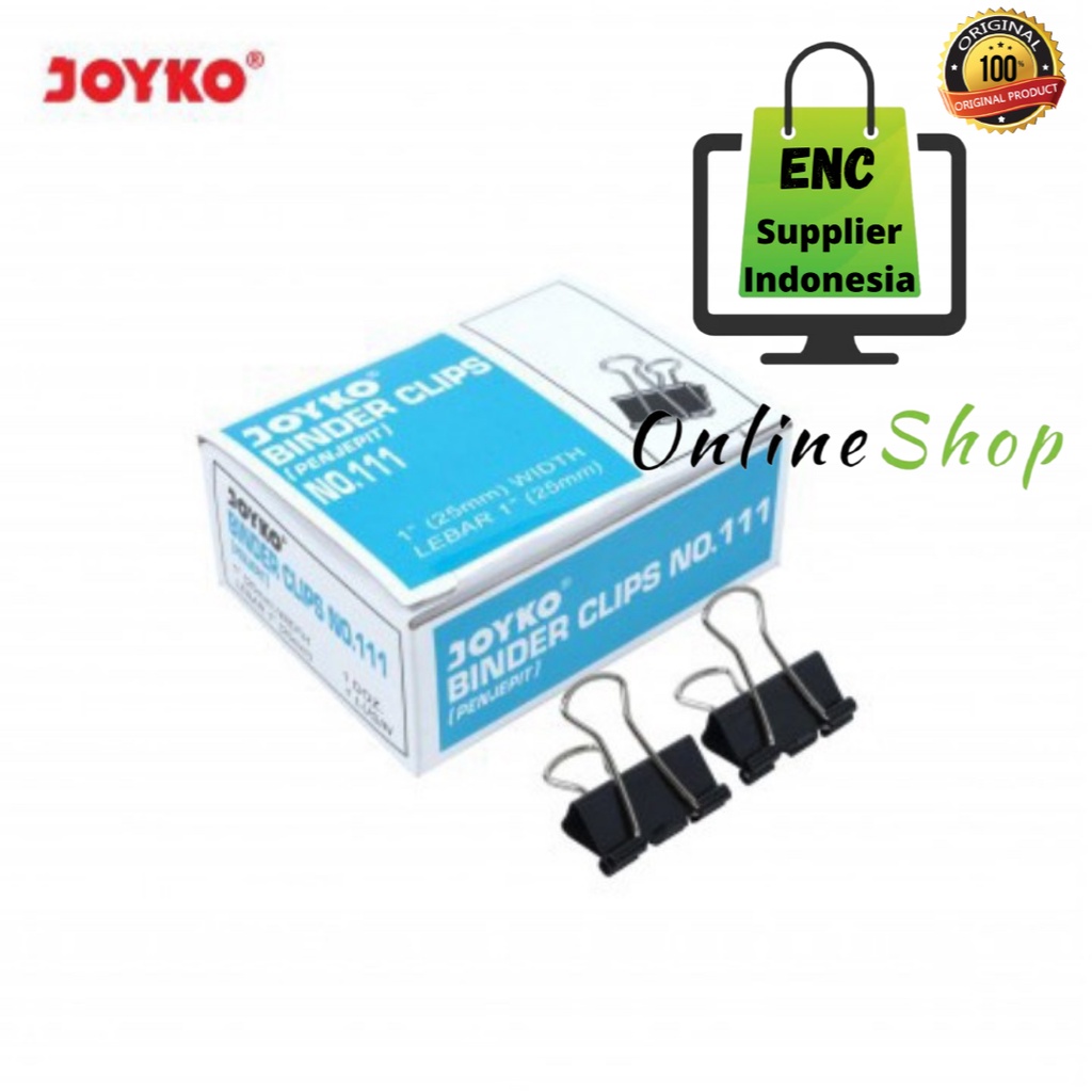 

joyko 12 buah JOYKO binder clip no.111 paper clips klip jepit penjepit kertas no. 111 per pak - enc.sup