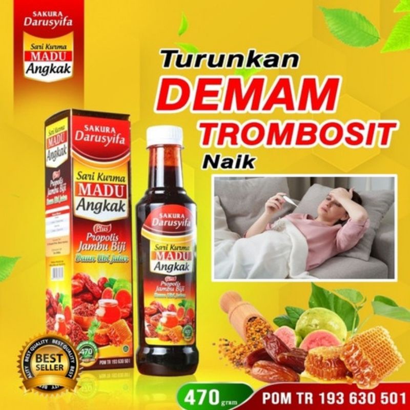 MADU SARI KURMA ANGKAK PROPOLIS JAMBU BIJI EXTRAK .MENMBAH TROMBOSIT .MENURUNKAN DEMAM