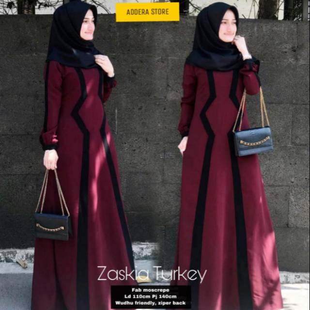GAMIS // ZASKIA TURKEY // MAXI DRESS BAHAN MOSCREPE // GAMIS BAHAN MOSCREPE