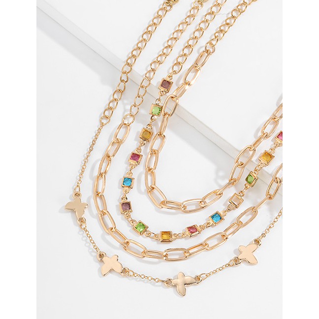 LRC Gelang Tangan Fashion Gold Color Diamond Alloy Dove Bracelet Set P11138