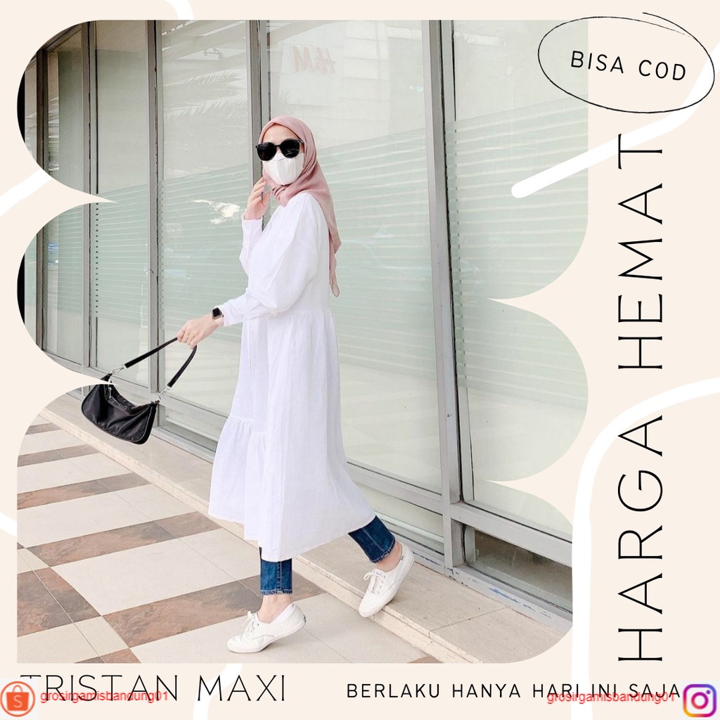 Tristan Tunik  Atasan Muslim Wanita Terkini  Full Kancing Aktif  Busui Frendly Baju Tunik Wanita Ter