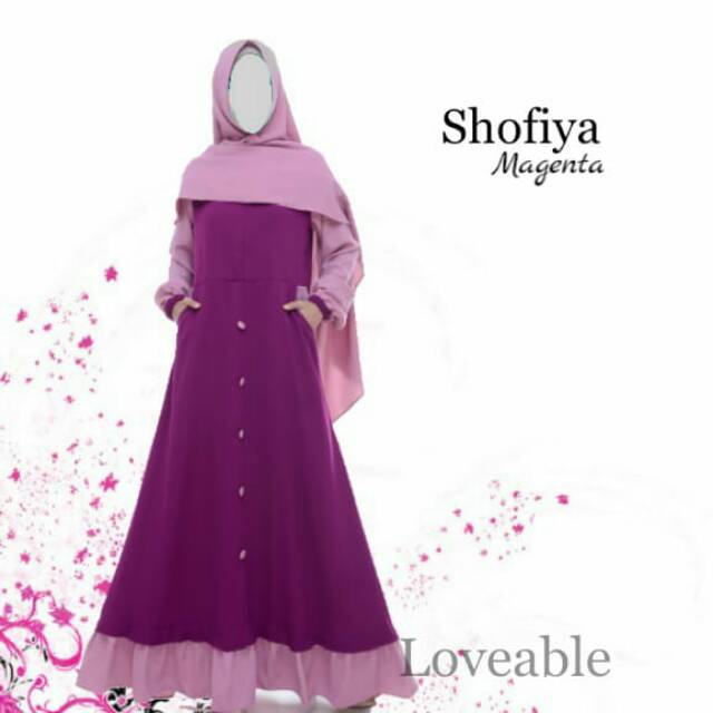 Gamis shofiya by loveable Indonesia bahan wollycrepe premium , busui .adeem ,jatuh & tebal.ready....